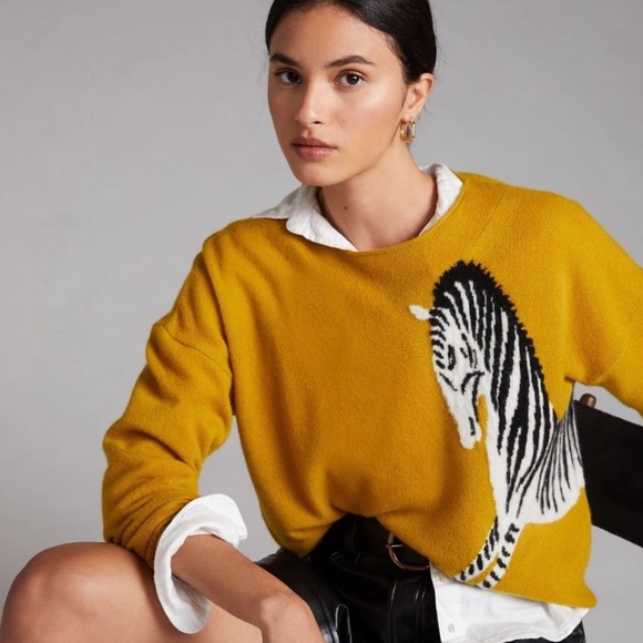 Anthropologie Maeve Cashmere Zebra 